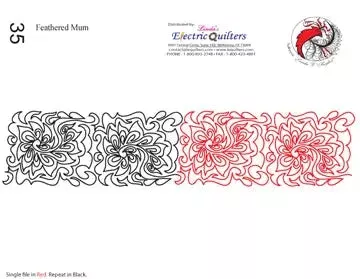 035 Feathered Mum Pantograph by Linda V. Taylor