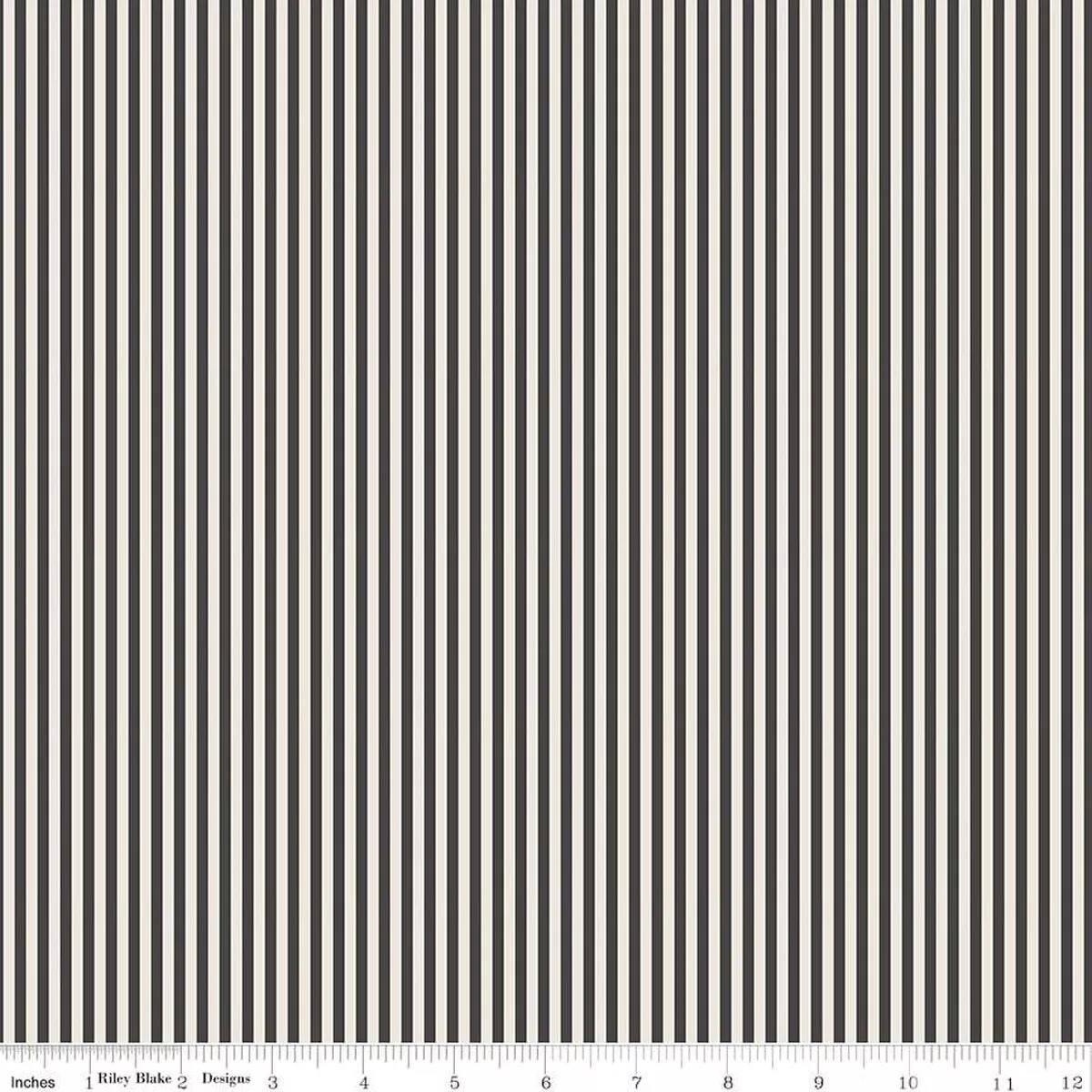 1/8" Stripe on Ivory - Charcoal