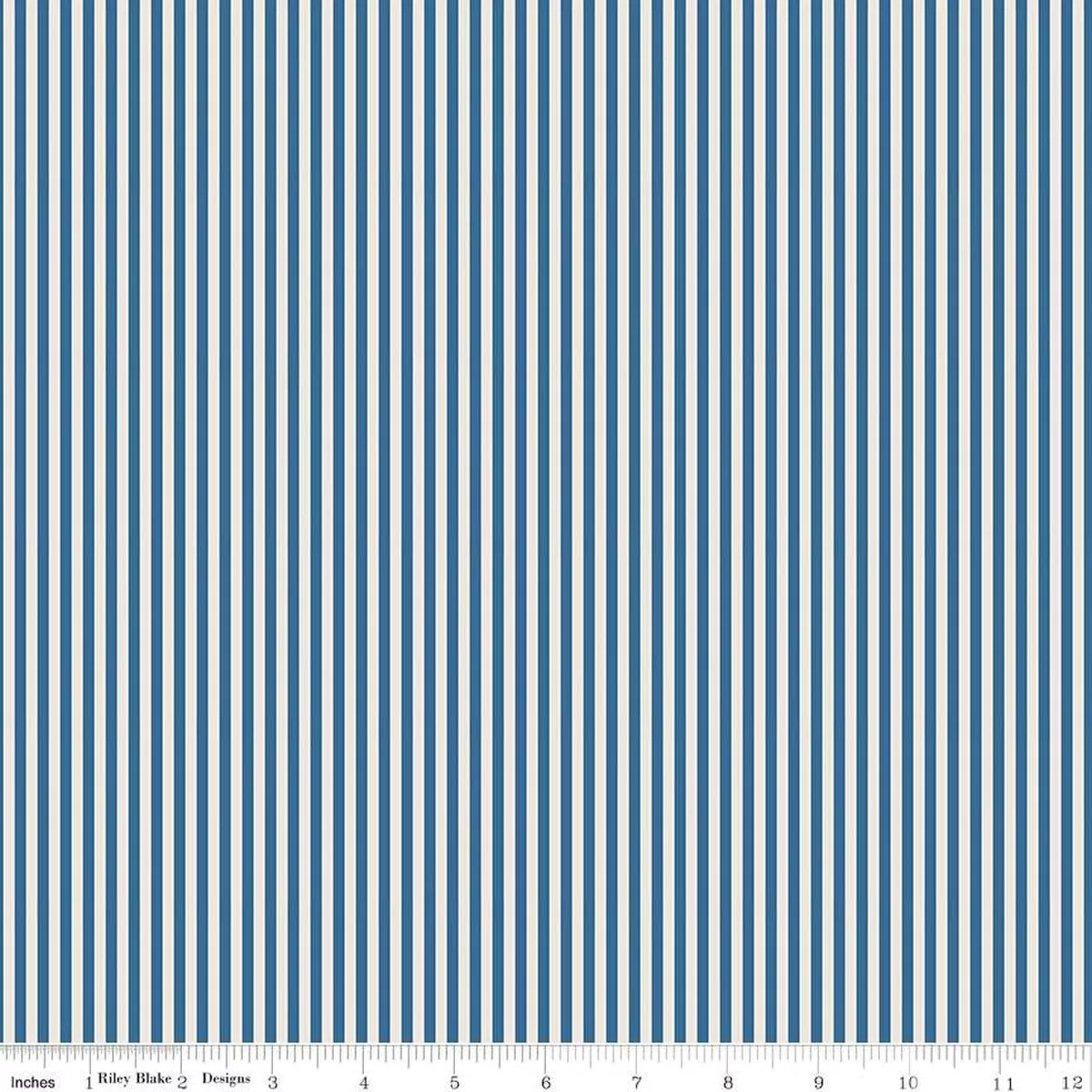 1/8" Stripe on Ivory - Coastal Blue