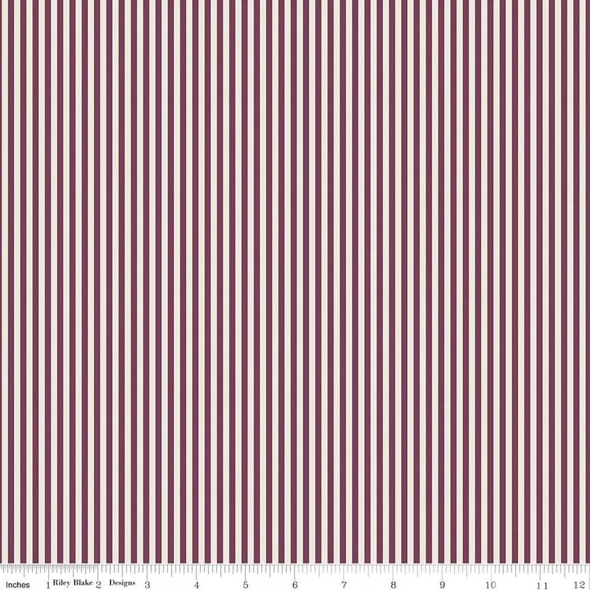 1/8" Stripe on Ivory - Sangria