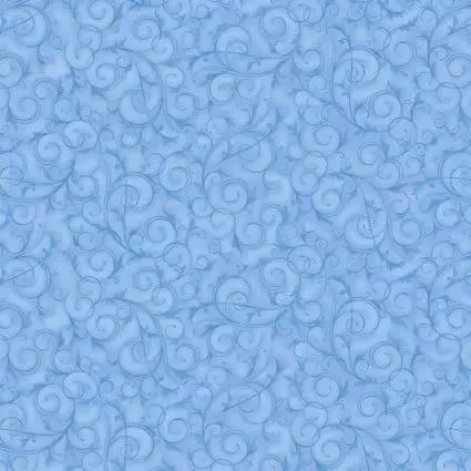 108" Swirls and Twirls Light Blue Cotton Wideback Fabric per yard