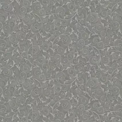 108" Swirls and Twirls Silver Grey Cotton Wideback Fabric per yard