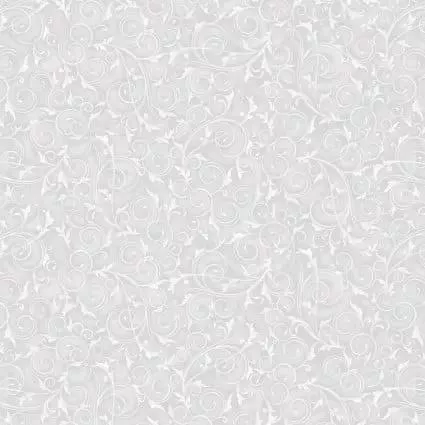 108" Swirls and Twirls Soft Grey Cotton Wideback Fabric per yard