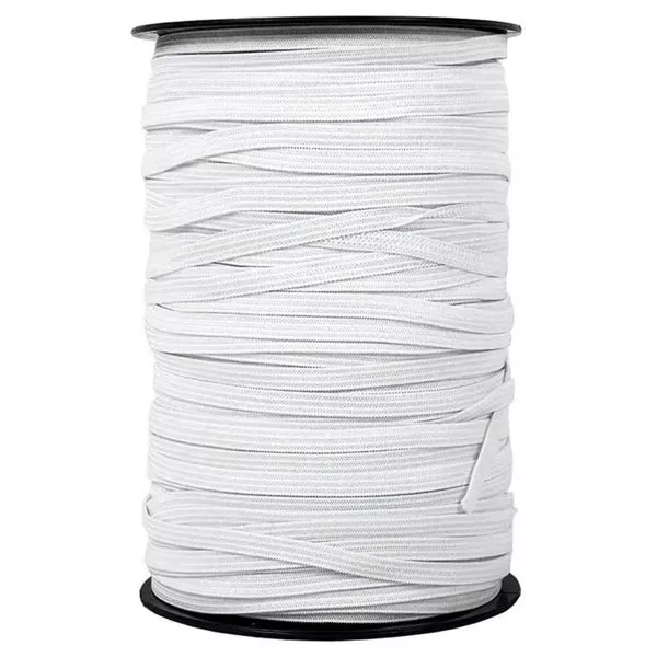 3/16" Flat Braided Sewing Elastic Band - White, 200 Yards/Roll