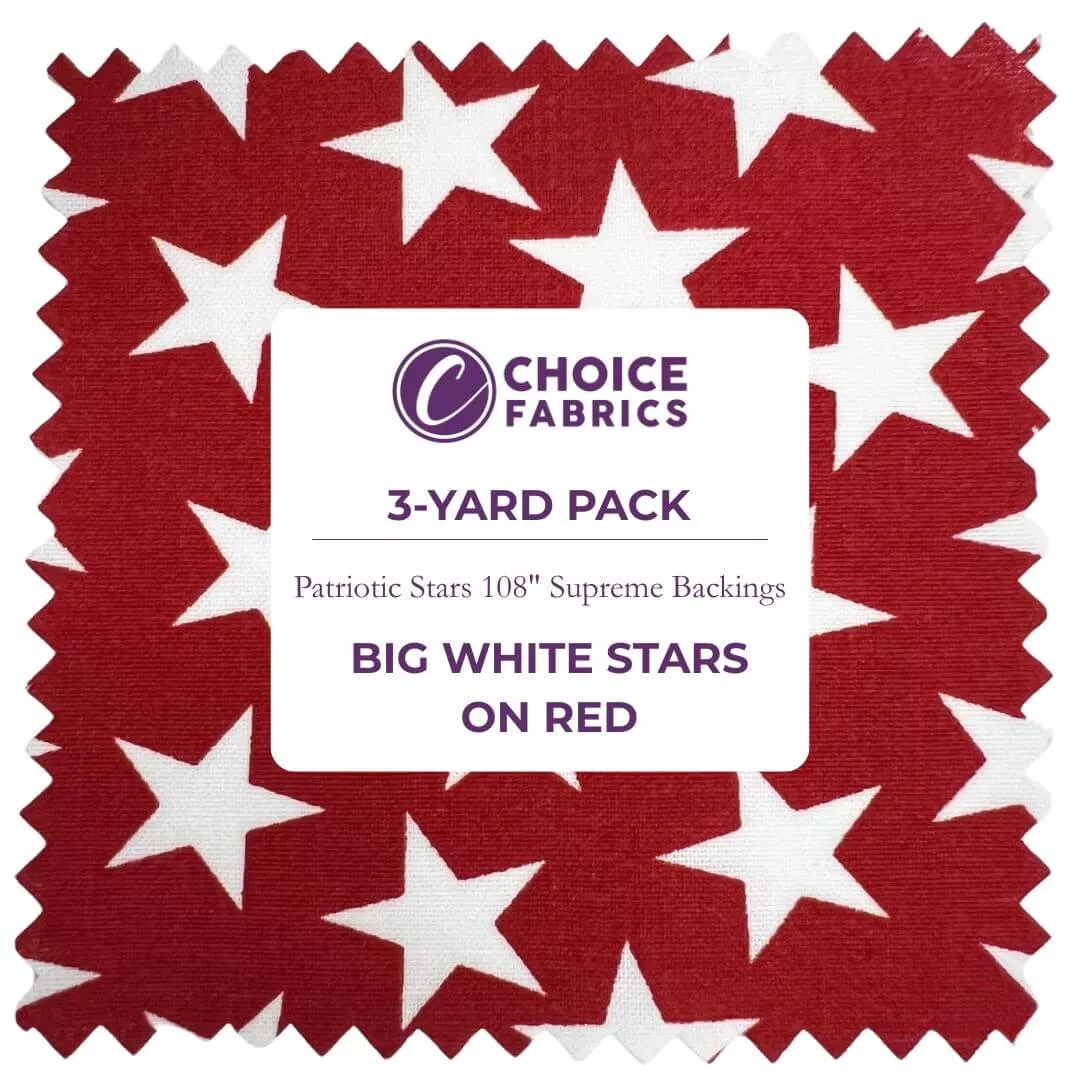 3-Yard Pack - Patriotic Stars 108" Supreme Backings - Large White Stars on Red