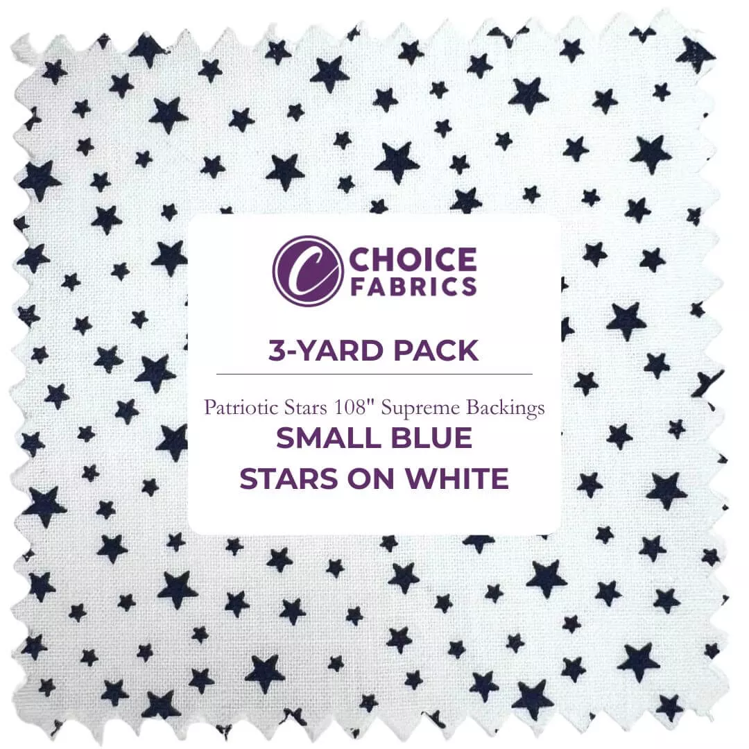 3-Yard Pack - Patriotic Stars 108" Supreme Backings - Navy Stars on White