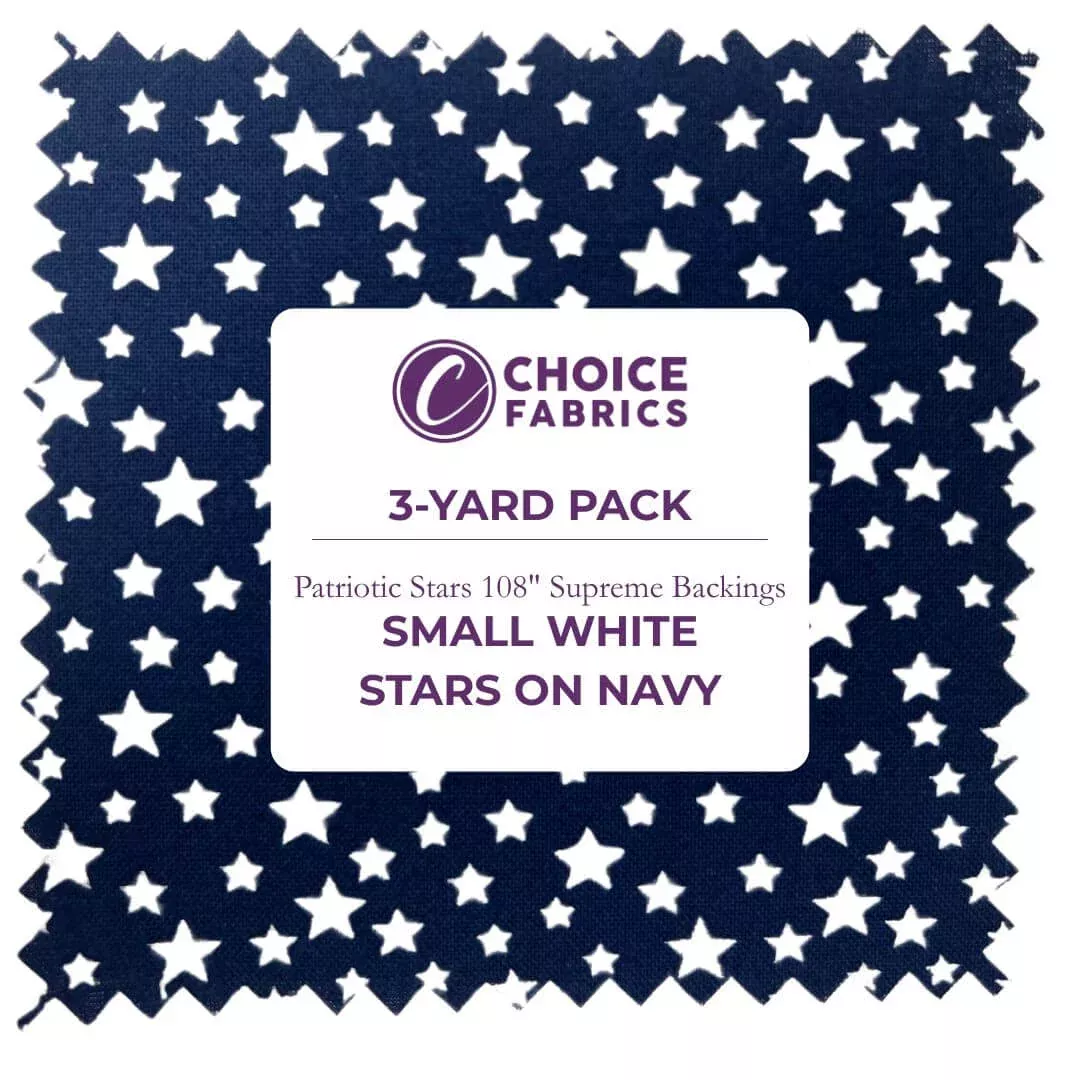 3-Yard Pack - Patriotic Stars 108" Supreme Backings - White Stars on Navy