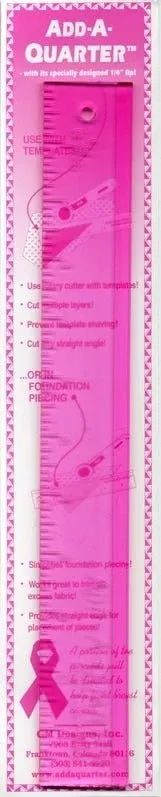 Add A-Quarter Ruler 1 1/2in x 12in Pink