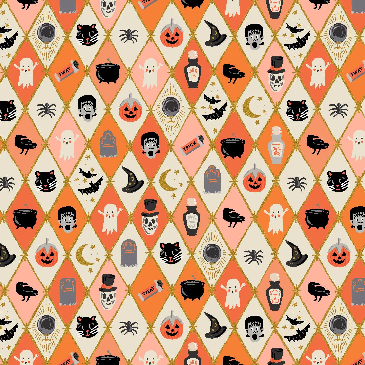 Argyle - Orange & Gold Metallic