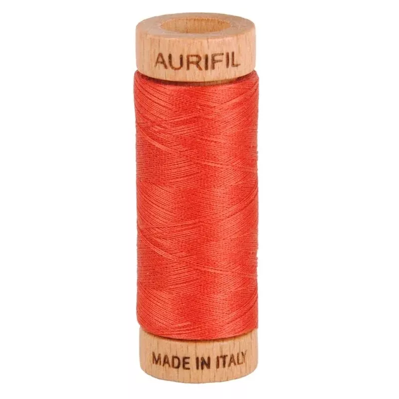 Aurifil Mako 80wt Cotton Thread Solid Dark Red Orange