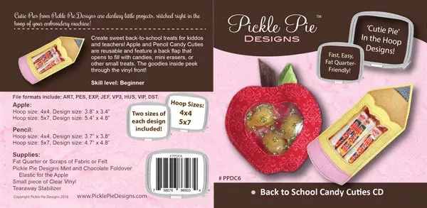 Back to School Candy Cuties In the Hoop Embroidery Design Collection