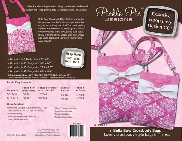 Bella Bow Crossbody Bags In the Hoop Embroidery Design Collection