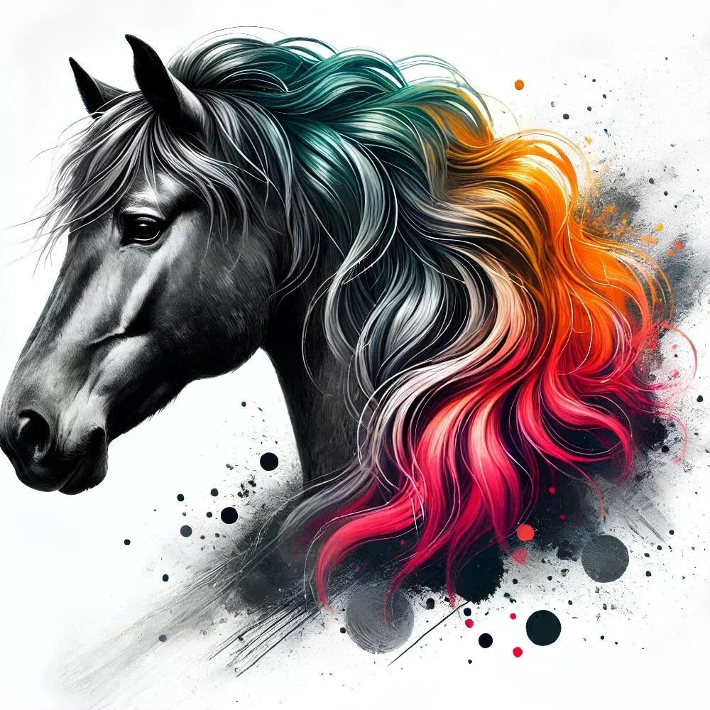 A Charcoal Horse Fabric Panel 4