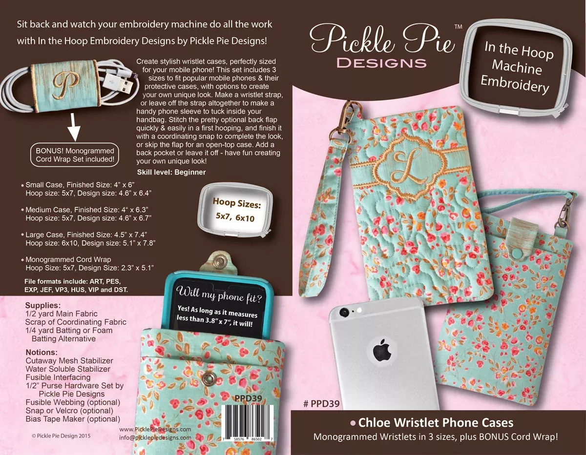 Chloe Phone Cases In the Hoop Embroidery Design Collection
