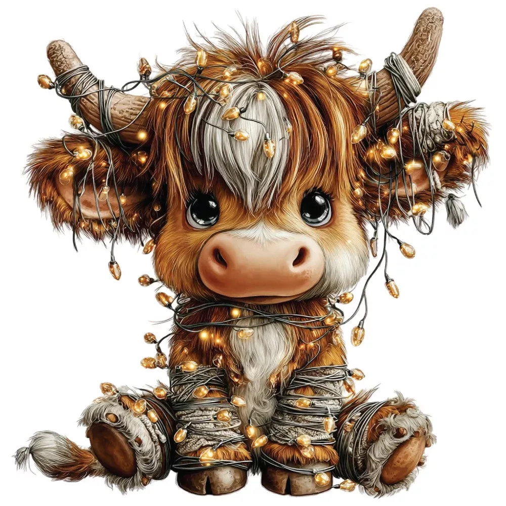 Christmas Highland Cow Fabric Panel 9
