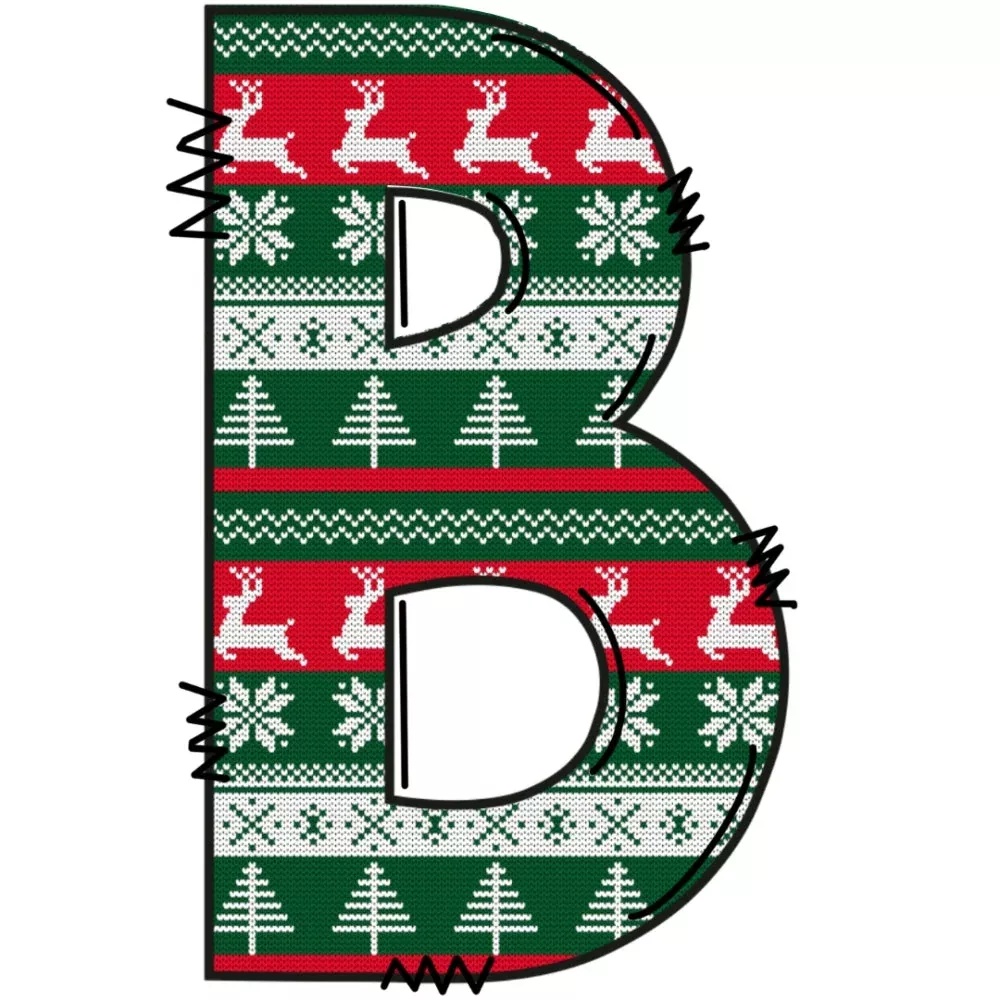 Christmas Sweaters Letter B Fabric Panel