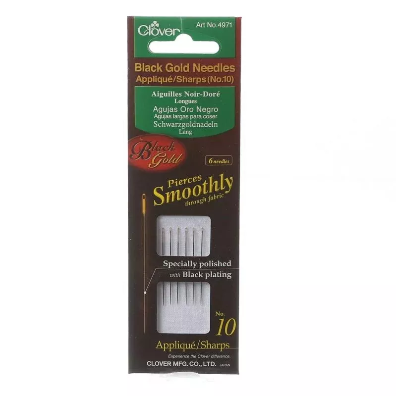 Clover Black Gold Sharps Needle Size 10 6ct