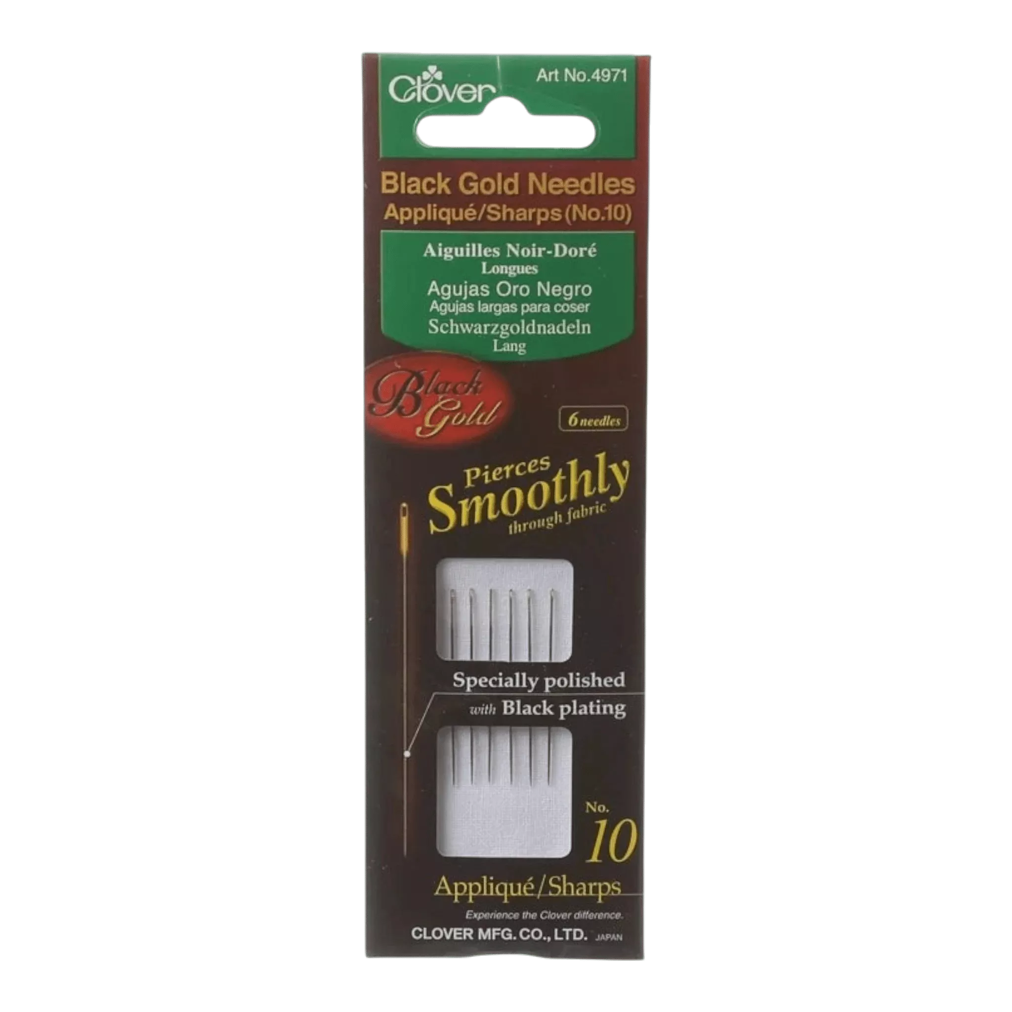 Clover Black Gold Sharps Needle Size 9 6ct