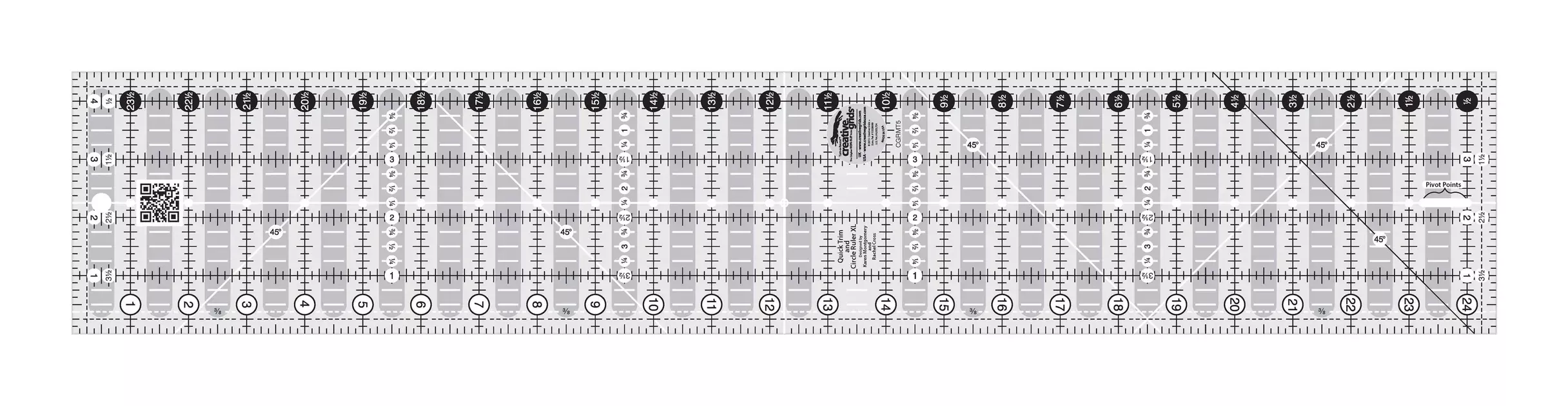 Creative Grids Quick Trim And Circle Quilt Ruler Two 4-1/2in x 24-1/2in