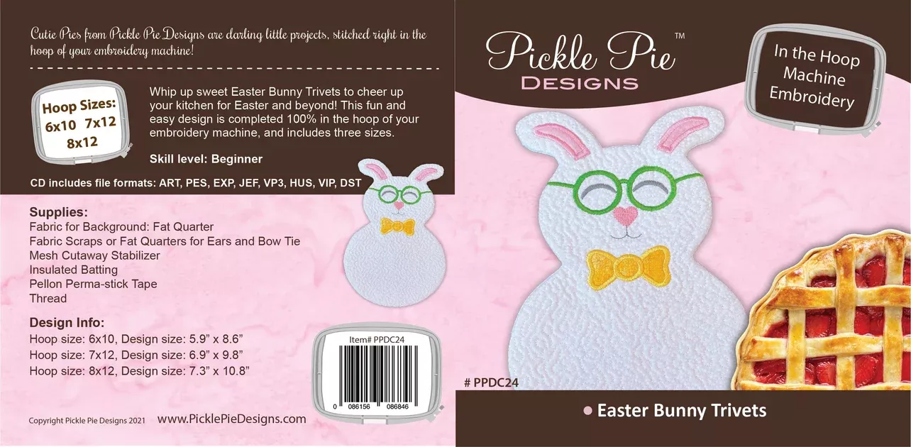 Easter Bunny Trivets In the Hoop Embroidery Design Collection