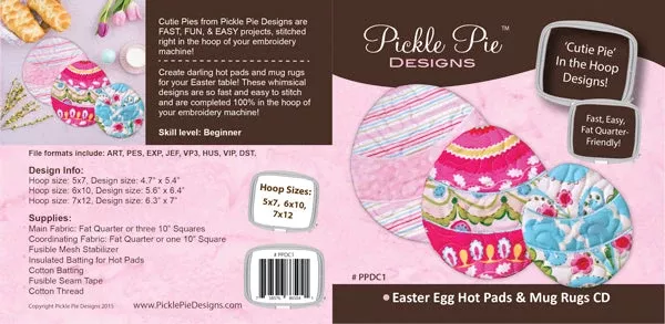 Easter Egg Hot Pads In the Hoop Embroidery Design Collection