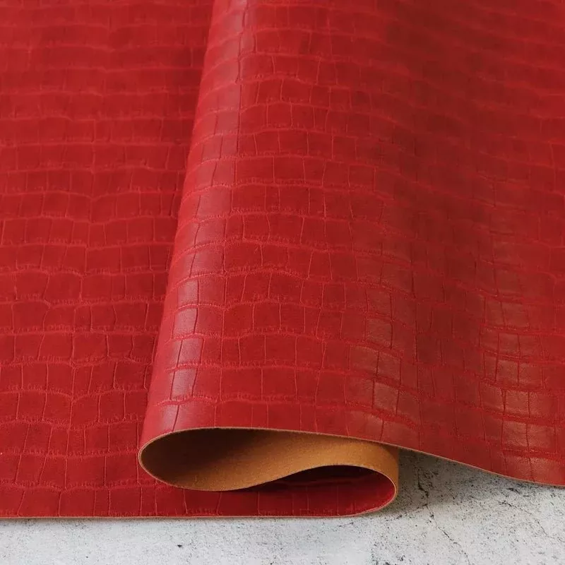 Faux Leather - Crimson Red Faux Crocodile