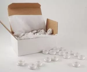 FilTec 13330 Clear Quilt Prewound Class 15/A (like Brother SA156) Plastic Sided Bobbins with 80 x 140 Yards of60wt White Cotton Thread for Quilting