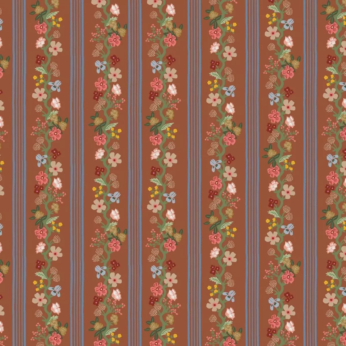 Floral Trellis Stripe - Clay