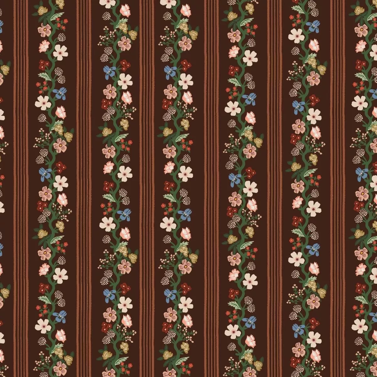 Floral Trellis Stripe - Cocoa