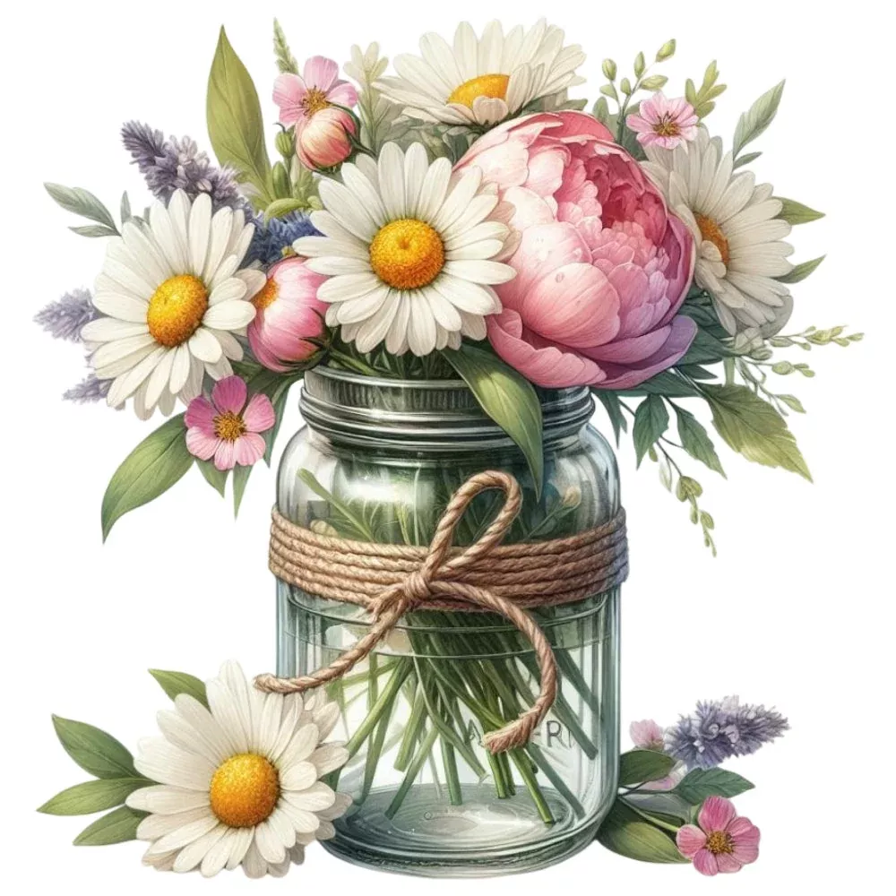 Flowers in a Jar Fabric Panel 20