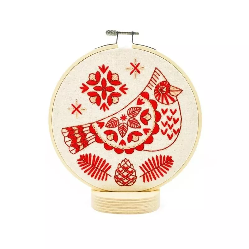 Hook, Line & Tinker Complete Embroidery Kit - Cardinal