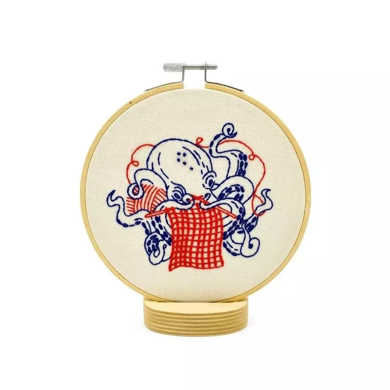 Hook, Line & Tinker Complete Embroidery Kit - Octopus Knitting