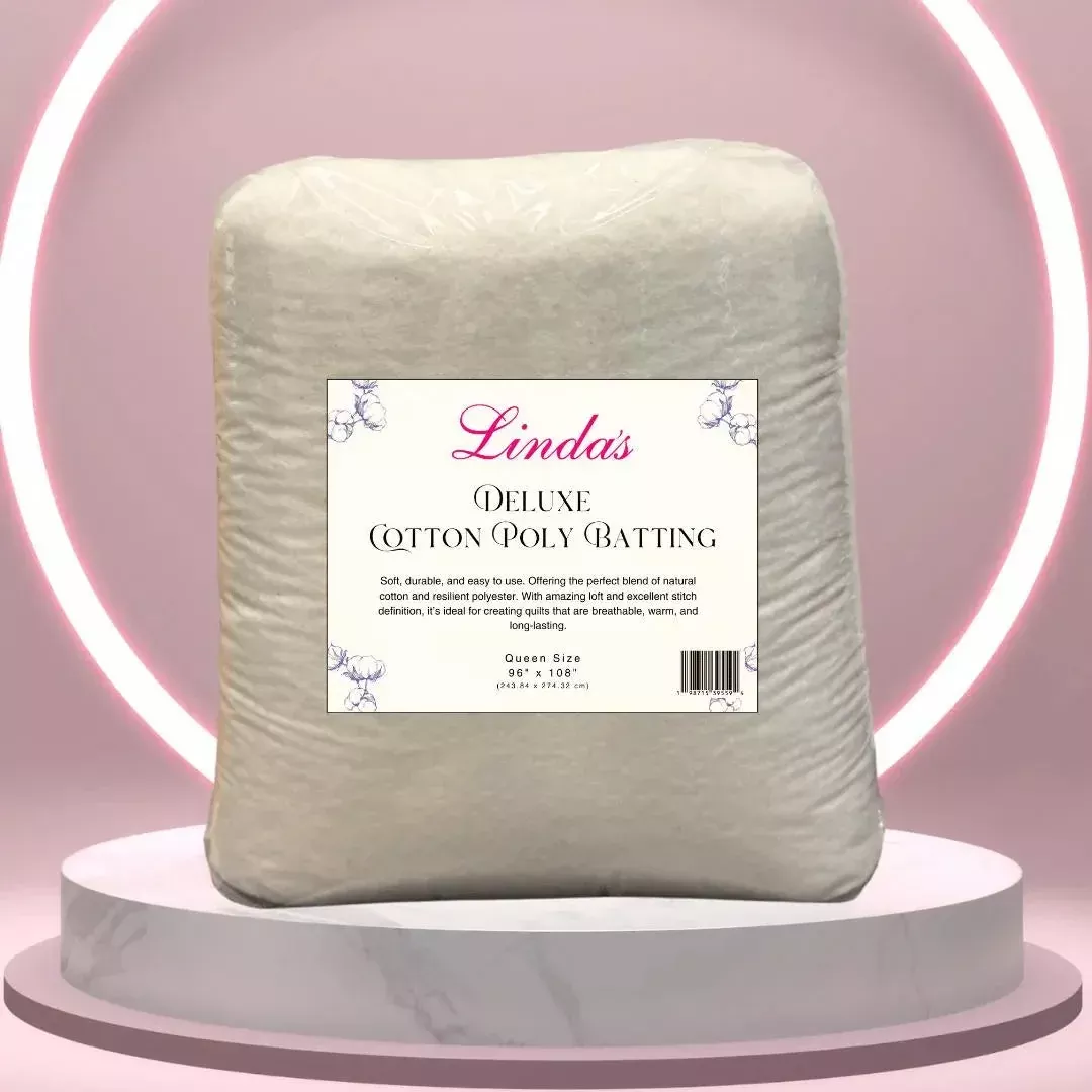 Linda's Deluxe Cotton/Poly Blend Batting Queen Size 3 Yard Package - Made by Hobbs