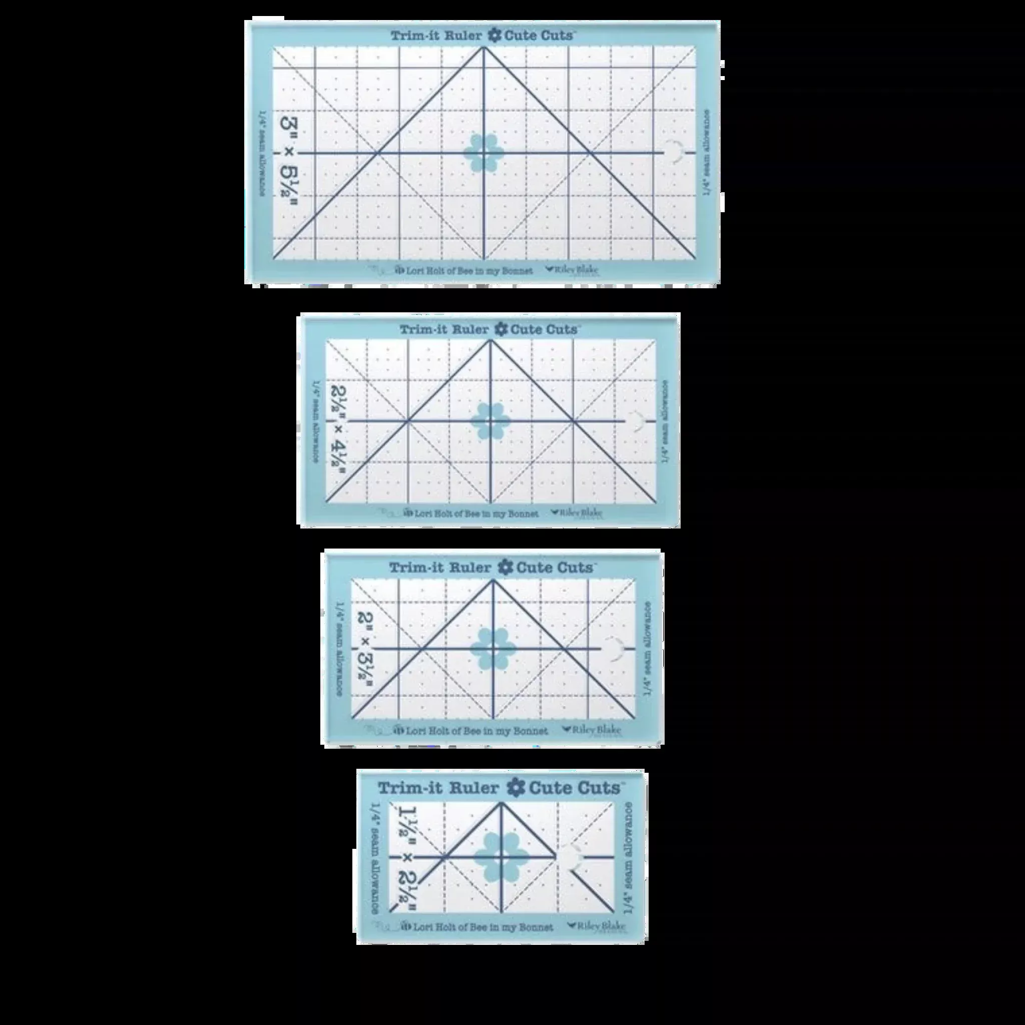 Lori Holt Cute Cuts Trim-it Ruler Small Rectangle Set of 4 - Bee in My Bonnet