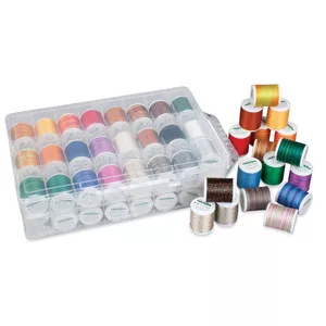 Madeira 8048 Incredible Threadable Overlock Inspiration Decorative Heavyweight Serger Thread Kit 48 Spools x100M, 20 Cotona, 20 Decora, 8 Glamour