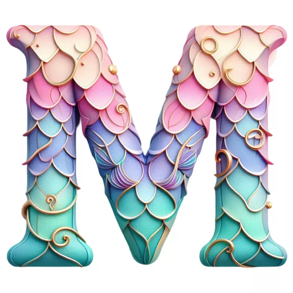 Mermaid Letter M Fabric Panel