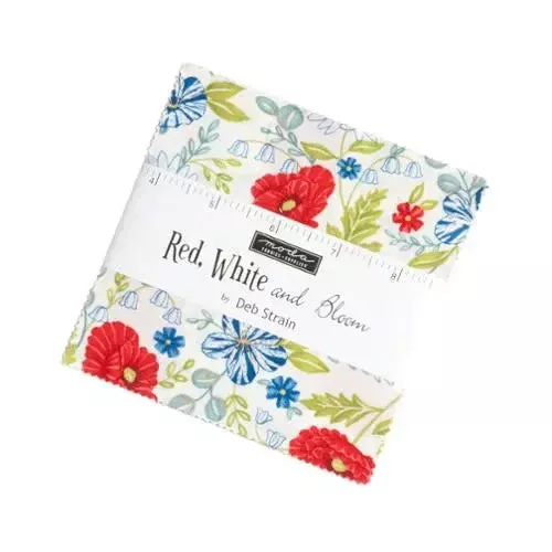 Multi Color Red White Bloom Charm Pack Precuts