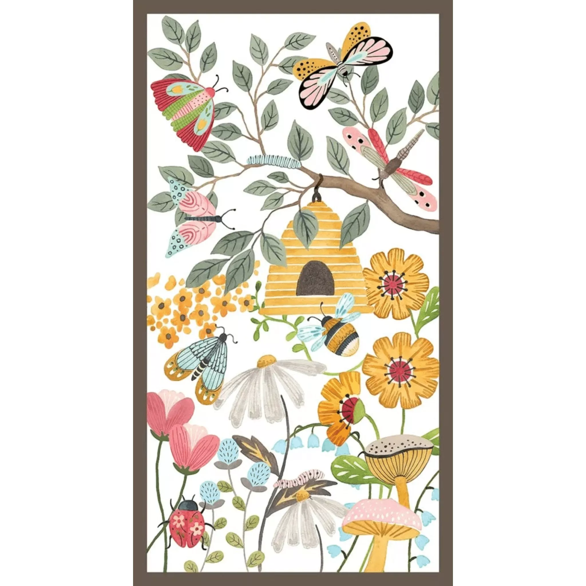 Nature’s Symphony Pale Yellow Panel Beehives & Flowers