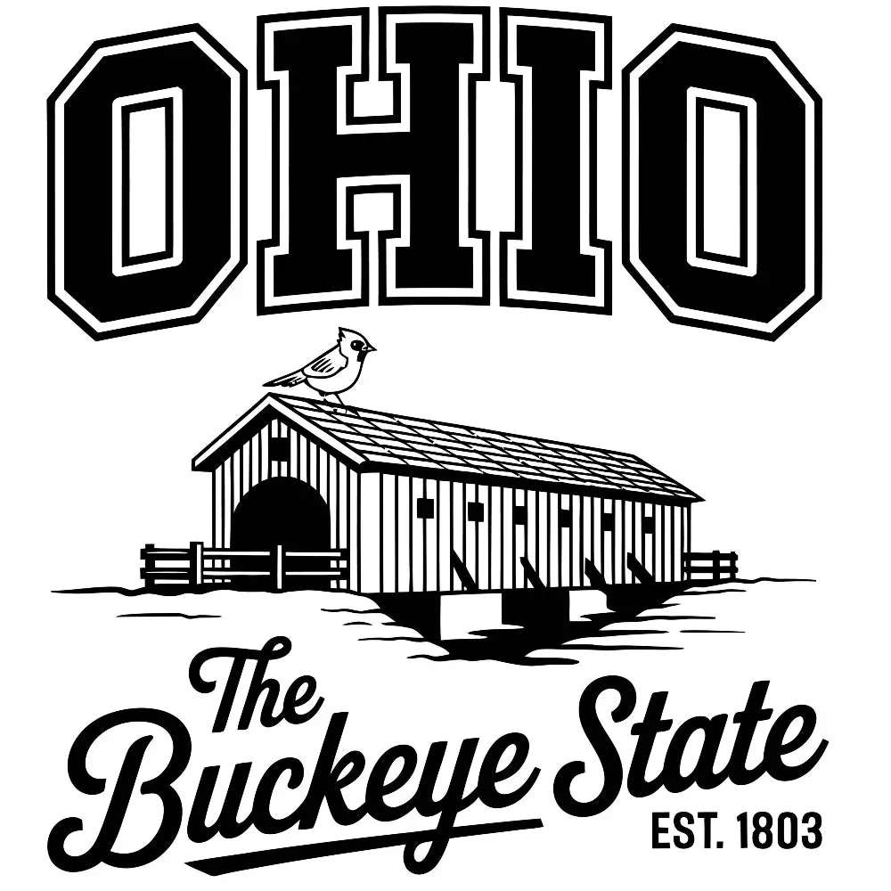 Ohio Black and White Fabric Panel