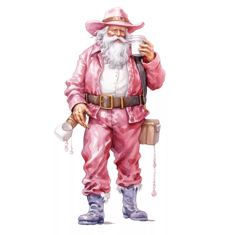 Pink Santa Claus Fabric Panel 9