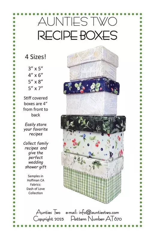 Recipe boxes Pattern - from Aunties Two