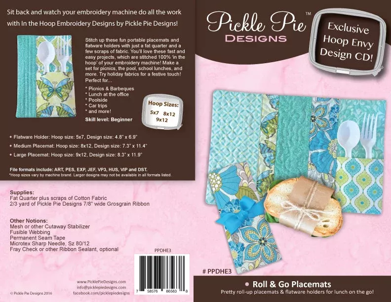 Roll & Go Placemats In the Hoop Embroidery Design Collection