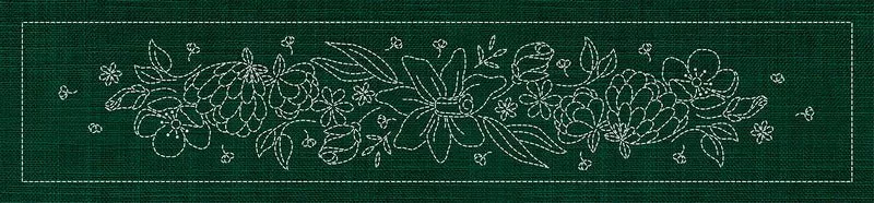 Sashiko Australia Daffodil Runner GREEN