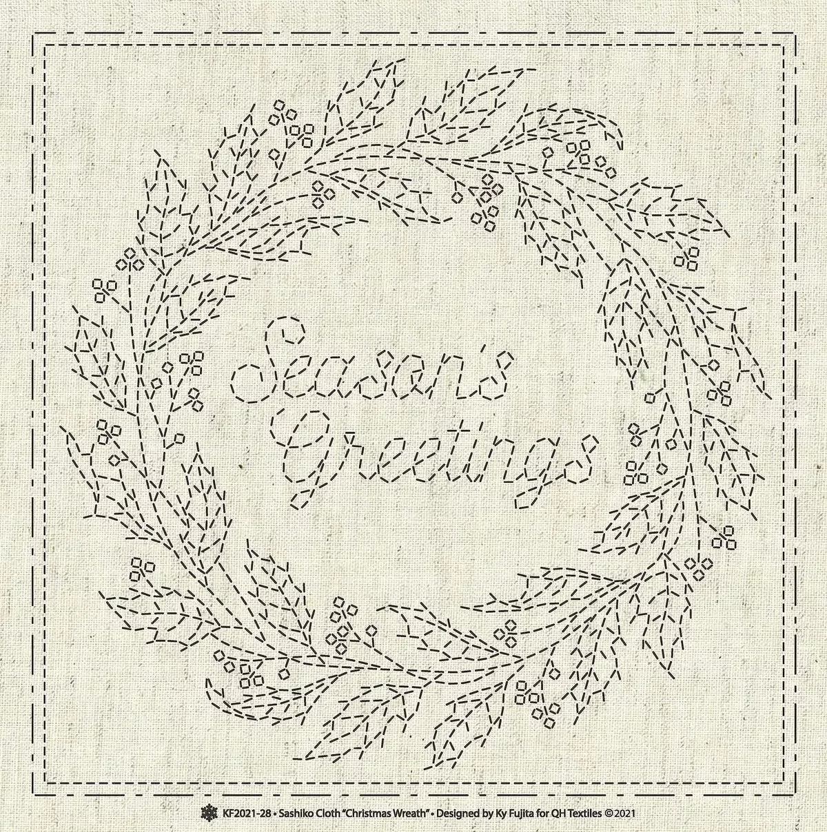 Sashiko Cloth Christmas Wreath