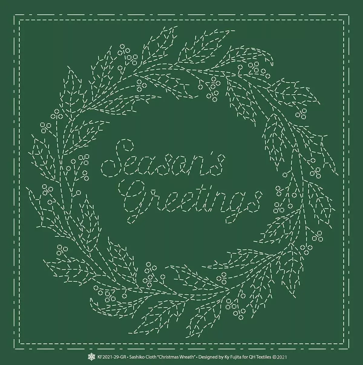Sashiko Cloth Christmas WreathGR