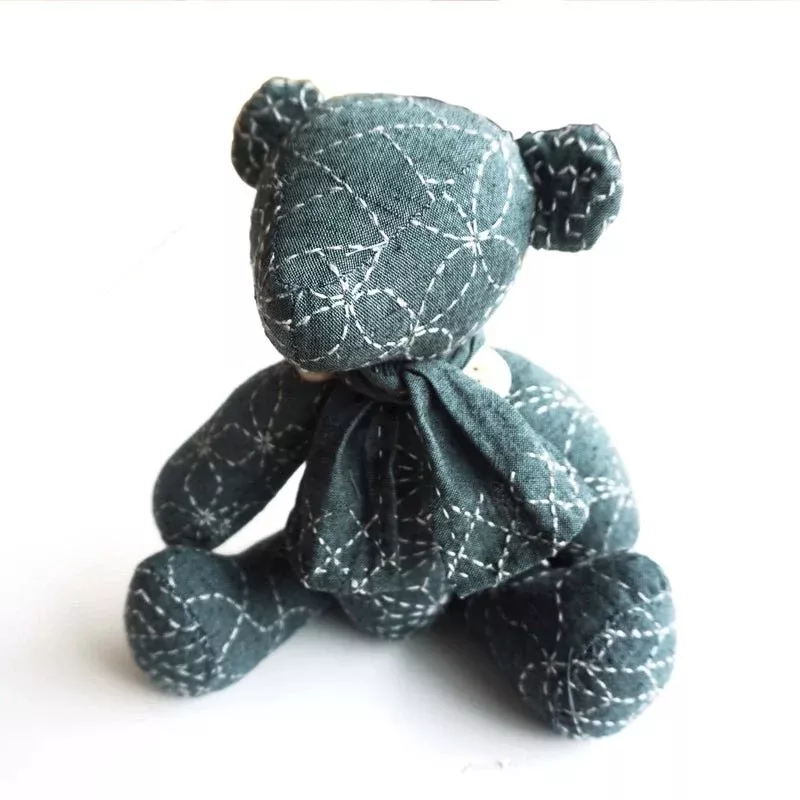 Sashiko Teddy Bear Blue