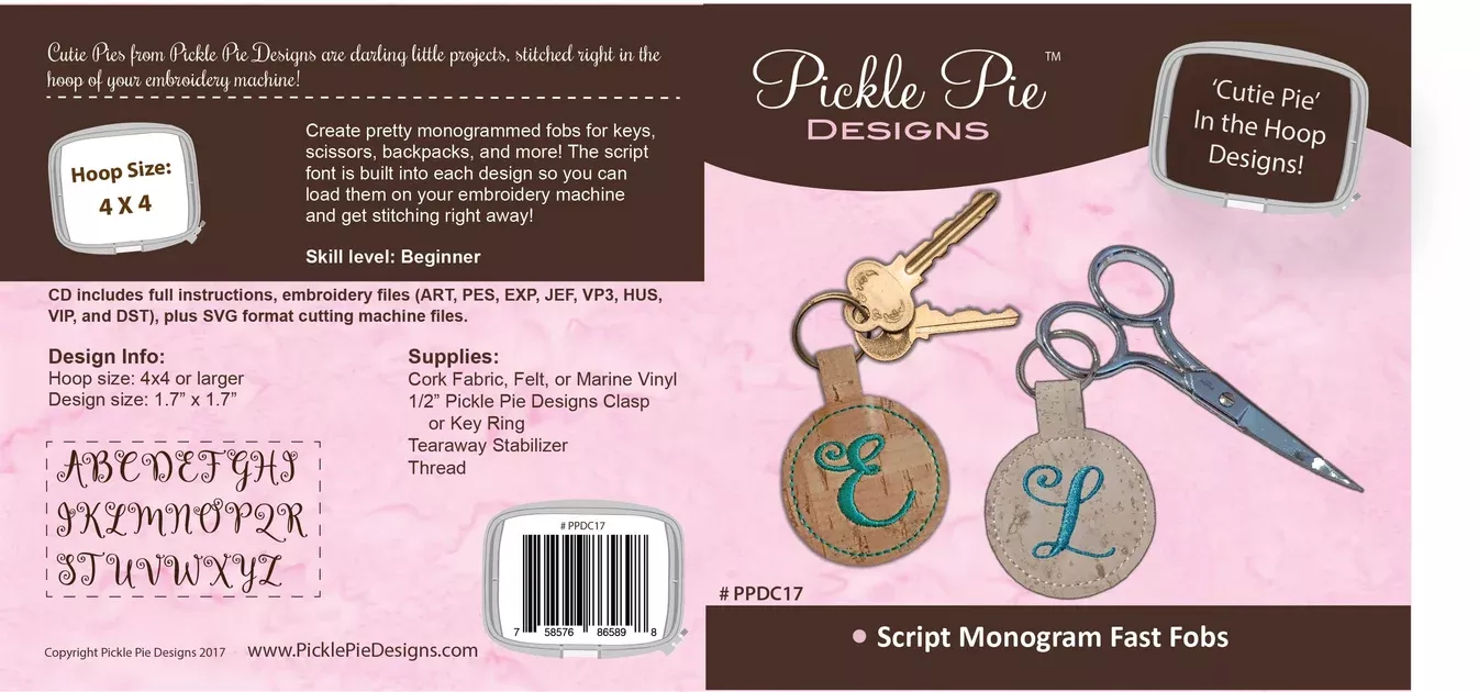 Script Monogram Fast Fobs In the Hoop Embroidery Design Collection