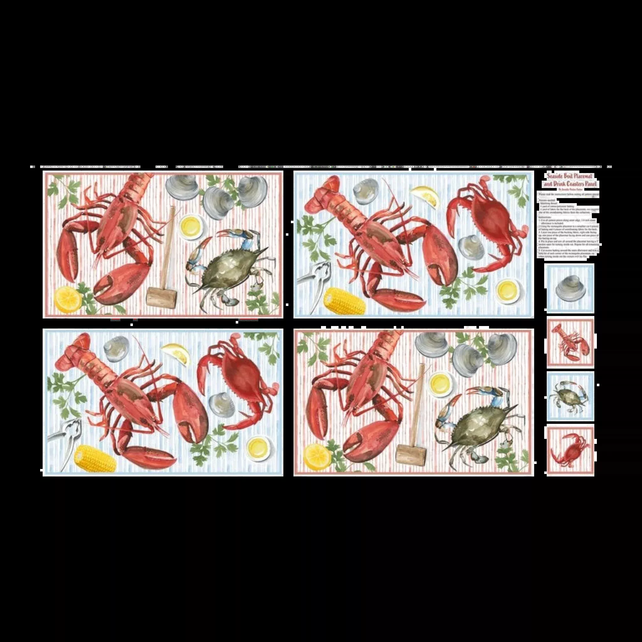 Seaside Boil - Red Placemat Panel - 610 mm 24 x 1118 mm