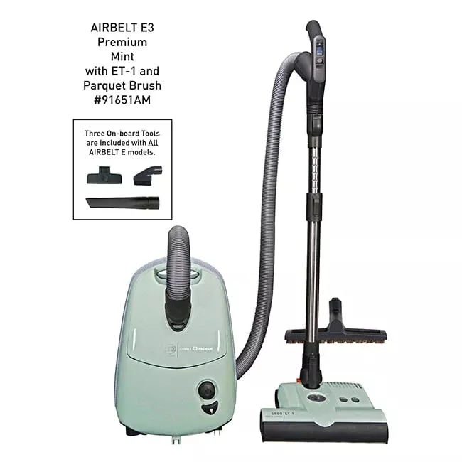 SEBO AIRBELT E3 Premium Canister Vacuum Cleaner - Mint