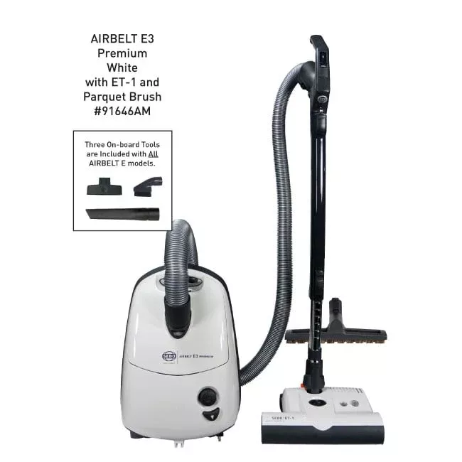 SEBO AIRBELT E3 Premium Canister Vacuum Cleaner - White